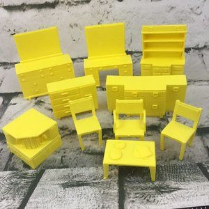Vintage 40’s Superior Dollhouse Furniture 10pc Lot Bureau Dresser‎ Table Chairs